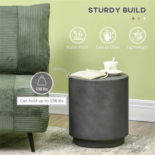 Concrete-Look Side Table, Dark Gray