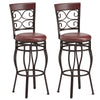 Swivel Bar Stools with Padded Leather Seat, Set of 2 - Brown