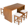 Acacia Wood Outdoor Bar Set — 5 Piece with Cushioned Stools