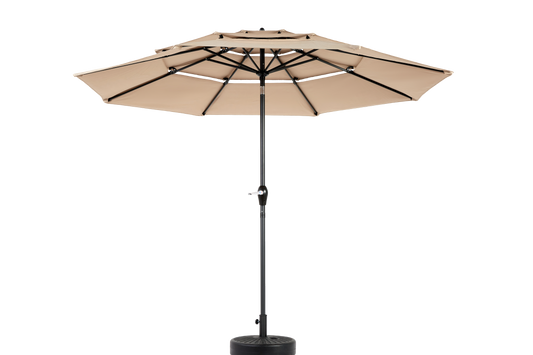 10 Ft 3-Tier Auto-Tilt Patio Umbrella, Khaki