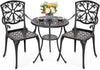 Cast Aluminum 3-Piece Bistro Set with Umbrella Hole, Black
