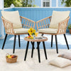 3-Piece Wicker Bistro Set with Cushions, Beige