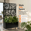 70.87Inch Hx46.06Inch W Leaf Pattern Privacy Screen With Planter Box