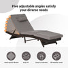 Outdoor Wicker Chaise Lounge with Adjustable Backrest, Armrests and