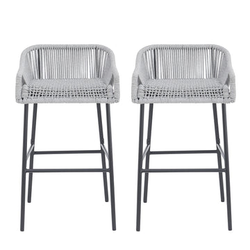La Push Outdoor Rope Bar Stool — Set of 2, Light Gray