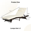 Outdoor Wicker Chaise Lounge with Adjustable Backrest, Armrests and