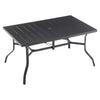 Powder-Coated Steel Outdoor Dining Table — Seats 6, Umbrella Hole, Black