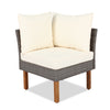 9-Piece Rattan & Acacia Patio Furniture Set — Beige Cushions