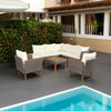 9-Piece Rattan & Acacia Patio Furniture Set — Beige Cushions