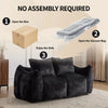 Oversized Bean Bag Loveseat with Pillows, Black