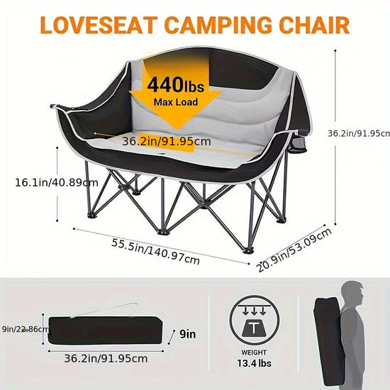 NNETM 2-Person Folding Loveseat Camping Chair Outdoor-3