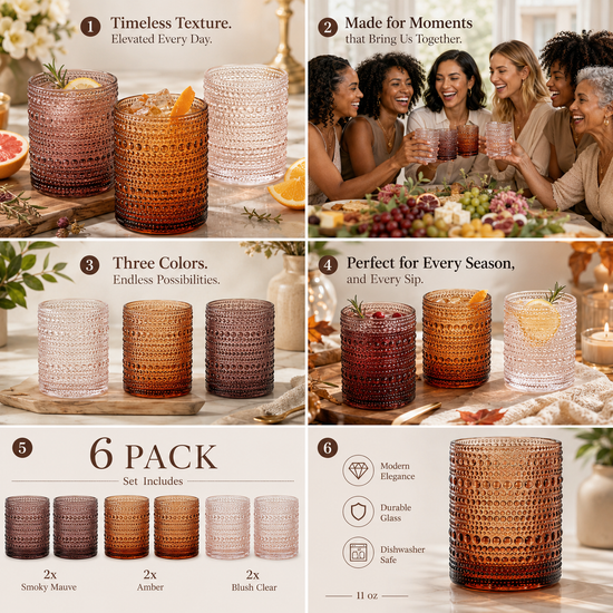 Hobnail Drinking Glasses Venus Colors Beaded Tumbler Drinking Glasses Set Set Of 6-1