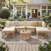 7-Piece All-Weather Rattan Outdoor Sectional Sofa Set, Brown