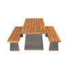 3-Piece Acacia Wood Outdoor Dining Set with Handwoven Rattan Legs