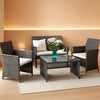 4-Piece Wicker Patio Conversation Set with Soft Cushions
