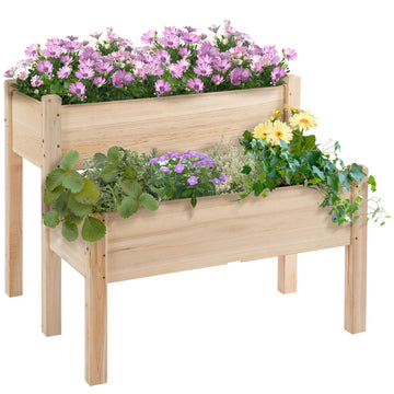 Two-Tier Raised Garden Bed in Fir Wood, 34"
