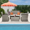 Rattan 4-Piece Outdoor Conversation Set with Loveseat