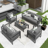 Aluminum 7-Seat Outdoor Conversation Set, Grey
