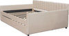 Full Sized Velvet Beige Upholstered Daybed Trundle-4
