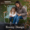 Foldable Aluminum Outdoor Bench with Wood Armrests, Seats Two