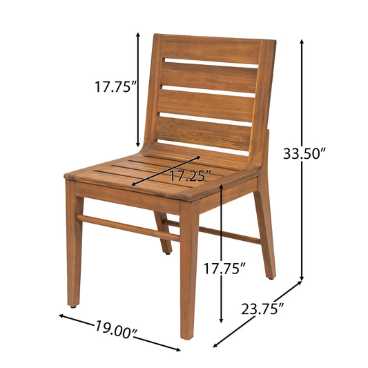 Outdoor Acacia Wood Dining Set — 7 Piece, Teak Finish, Seats 6