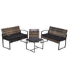 Wicker 4-Piece Conversation Set with Cooler Storage Box