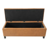 Tufted Storage Ottoman Bench, Brown PU with Wood Legs