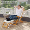 Folding Acacia Wood Patio Lounge Recliner with Footrest, White