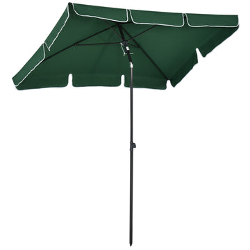 Rectangular Tilting Patio Parasol — 2×1.3m, Green