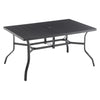 Powder-Coated Steel Outdoor Dining Table — Seats 6, Umbrella Hole, Black