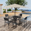 5-Piece Square Patio Dining Set with 37.8-Inch Wood-Grain Table and 4