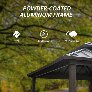 Grill Gazebo 8' x 6' Aluminum Hard-Top with Serving Shelves