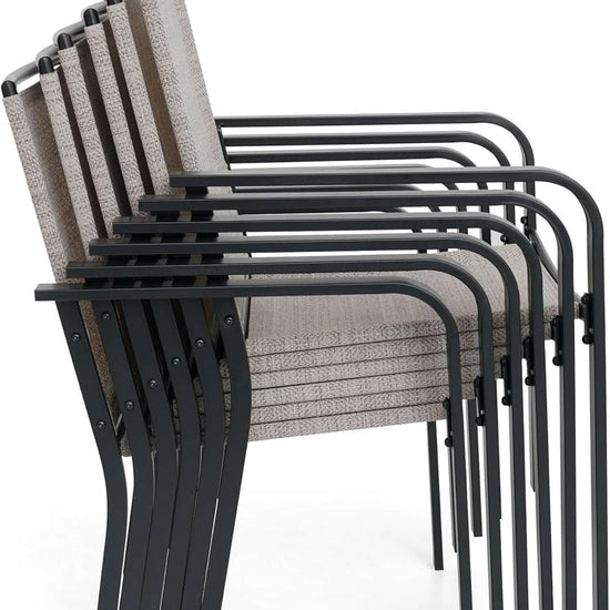 7 Piece Outdoor Dining Set with Stackable Chairs-3