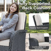 3 Piece Black Wicker Patio Furniture Set With Swivel Rocker Chairs And Side Table Beige Cushions-3