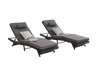 Outdoor Wicker Chaise Lounge with Adjustable Backrest, Armrests and