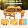 Fir Wood Round Picnic Table with Benches — Seats 8