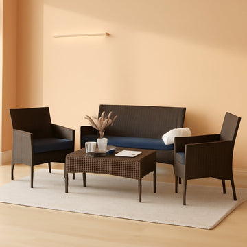 Outdoor Patio Sofa Set Navy Cushions Weather proofing
