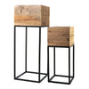 Set of 2 Reclaimed Wood Planters with Iron Stands