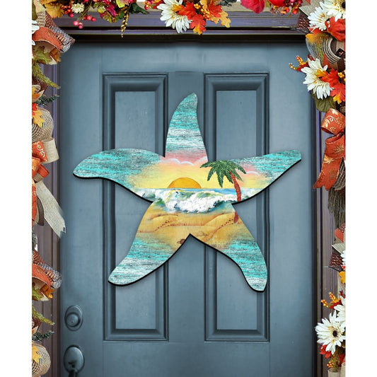 Starfish Coastal Wooden Door Decor