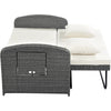 Wicker Double Chaise Lounge — two-person reclining wicker loungers with cushions and middle table