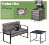Wicker 4-Piece Patio Conversation Set with Cooler Storage