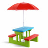 Kids Picnic Folding Table & Bench Set with Umbrella
