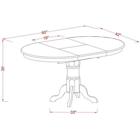 Wooden Oval Kitchen Table Black Finish With Cherry Top-4