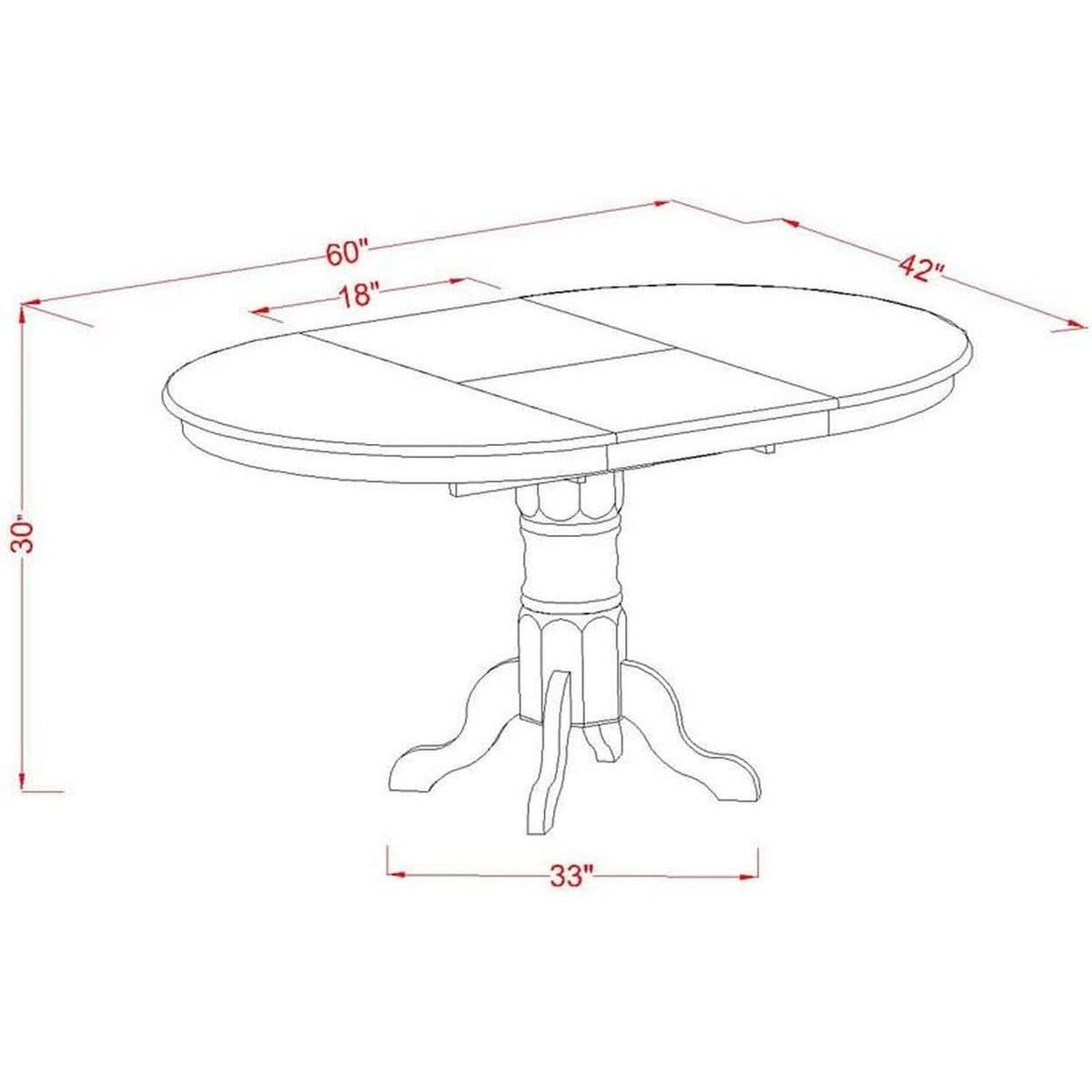 Wooden Oval Kitchen Table Black Finish With Cherry Top-4