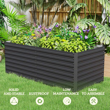 Galvanized Raised Garden Bed, 5' x 3', Dark Grey