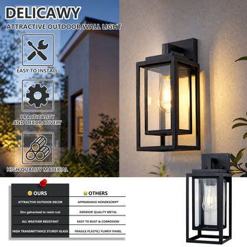 Double-Cage Outdoor Wall Lantern in Satin Black