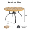 5-Piece Round Patio Dining Set with 47-Inch Wood-Grain Slat Table and