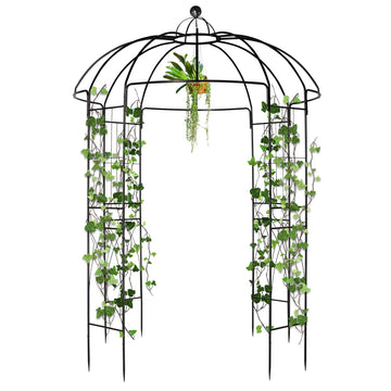 Wrought Iron Garden Arch Gazebo, Black