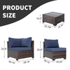 7-Piece Wicker Rattan Sectional Sofa Set with Glass Table