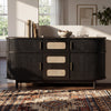 Fluted Black Sideboard with 4 Sliding Doors, 60"